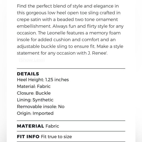 J. Renee LEONELLE Navy Blue Sparkle Bead Flower Open Toe Slingback Strap Heels - Picture 3 of 16